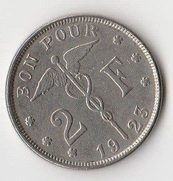 2 francs bon pour 1923 belgique, Ophalen of Verzenden, Losse munt
