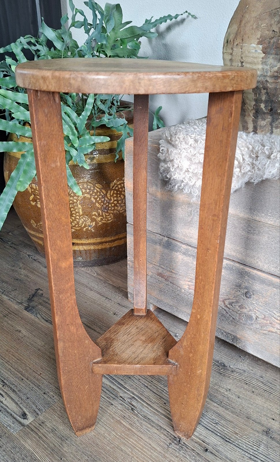 Antiek eikenhouten plantentafel, Art deco, Ophalen of Verzenden