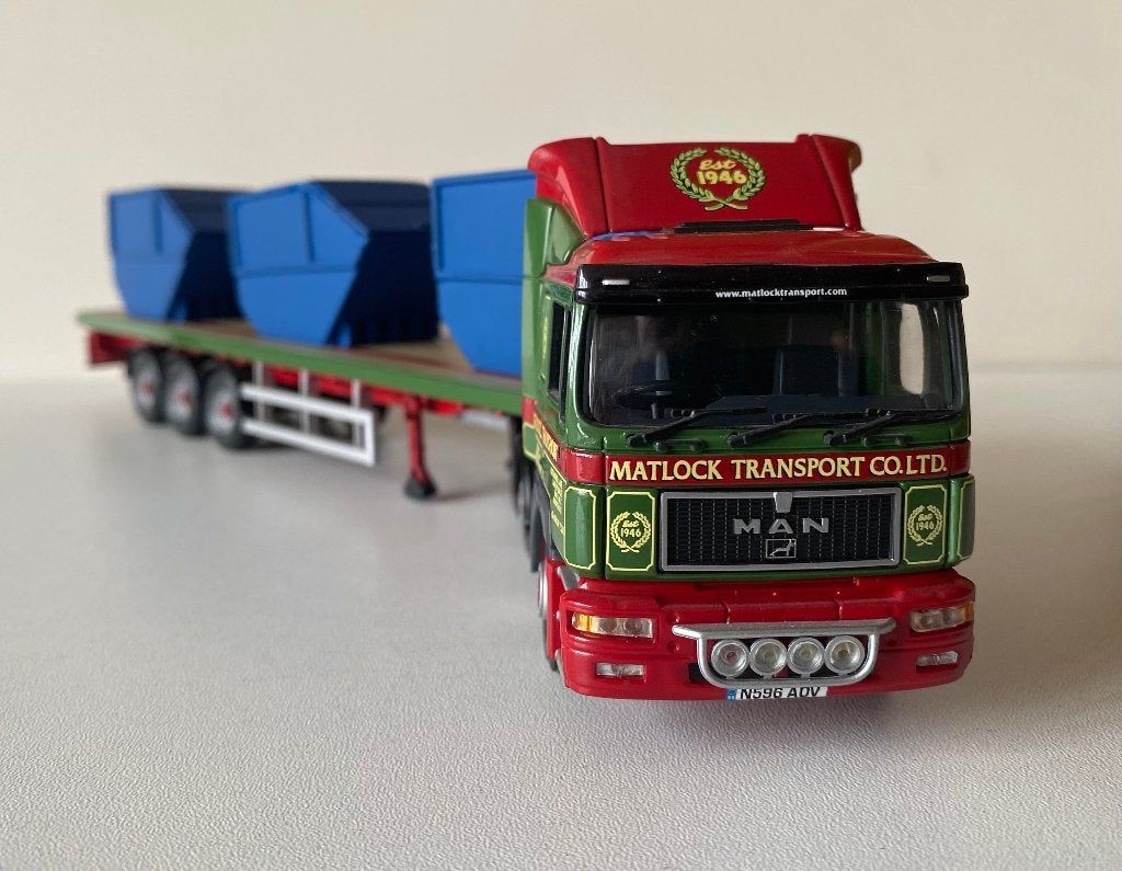 Corgi - MAN Flatbed Trailer & Skip Load Matlock Transport, Ophalen of Verzenden, Nieuw, Bus of Vrachtwagen, Corgi