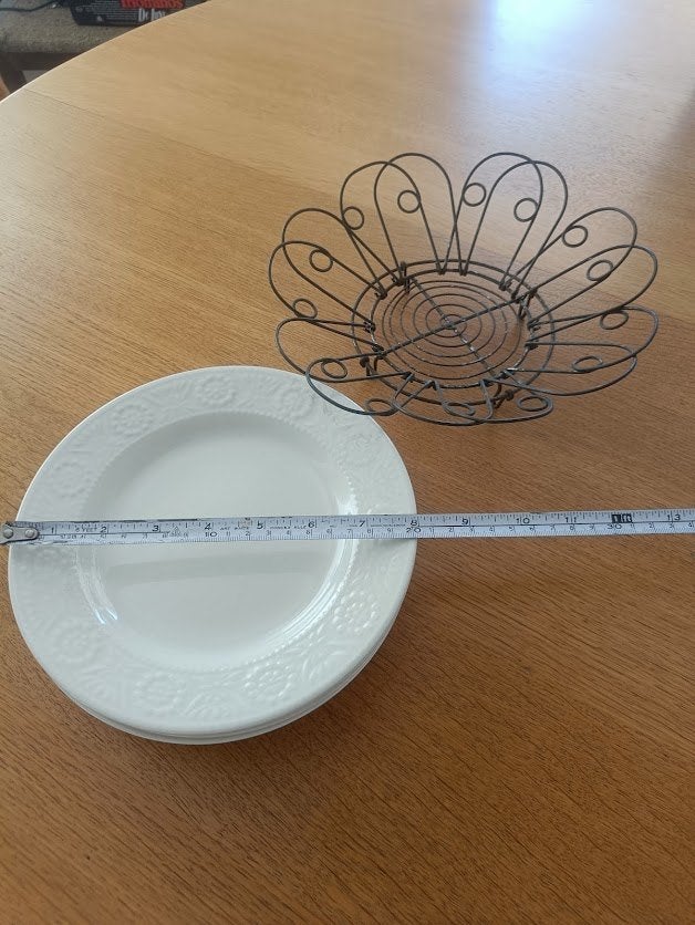 B&B ontbijt schaaltje & 4 Vintage broodbordjes, Gebruikt, Metaal, Verstelbaar, Onbekend