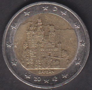 2 € munt Duitsland Bayern 2012 J. ADV. no.13 S., Postzegels en Munten, Verzenden, Duitsland, 2 euro, Losse munt