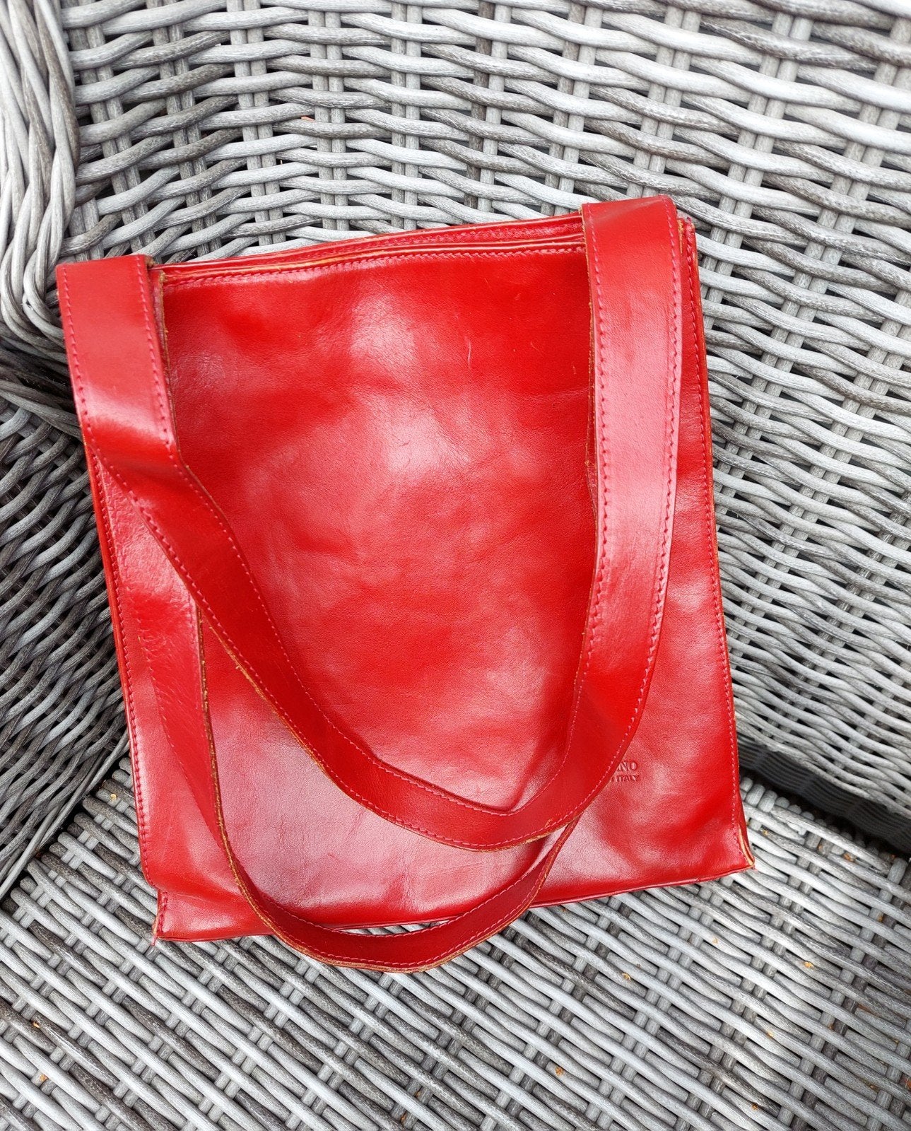 Giuliano Made in Italy Rode Leren Tas in Goede Staat, Ophalen of Verzenden, Gebruikt, Rood, Schoudertasje
