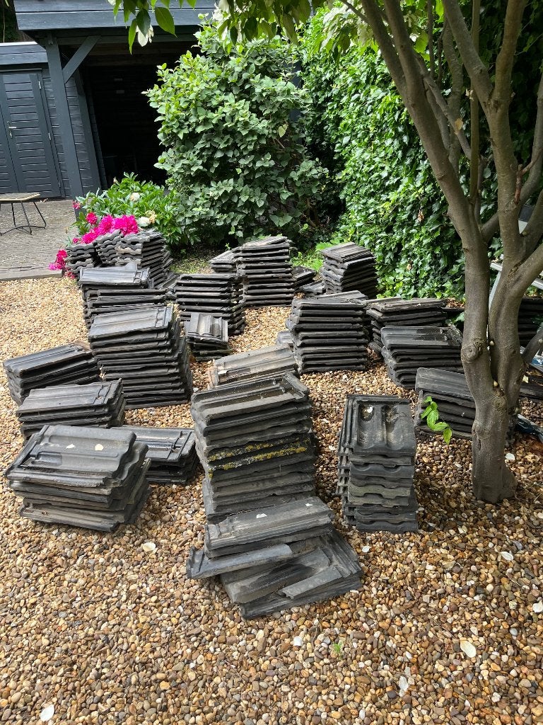 Grijze Vlakke Mulden dakpannen te koop!, Ophalen, Gebruikt, Steen of Klei, 15 m² of meer