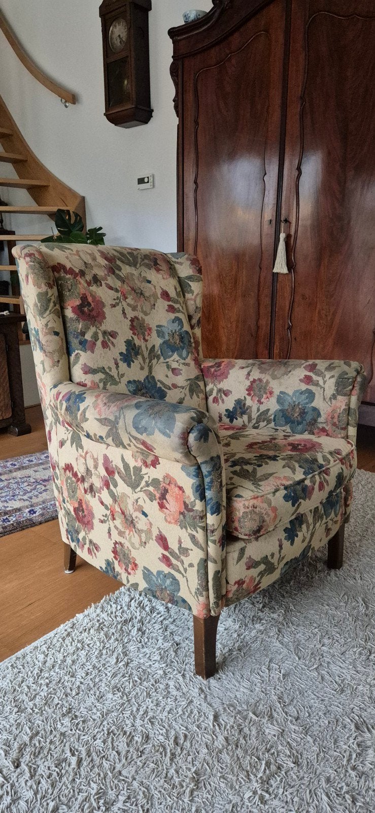 Bloemen fauteuil - Comfortabele stoel met bloemenprint, Huis en Inrichting, Ophalen, Klassiek, Bloemenprint, Gebruikt, 75 tot 100 cm