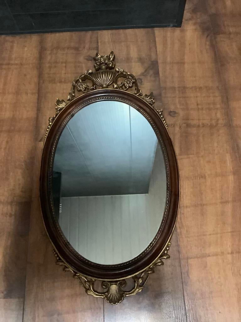 Vintage ovale italiaanse Barok spiegel, Ophalen of Verzenden, Ovaal, Minder dan 50 cm