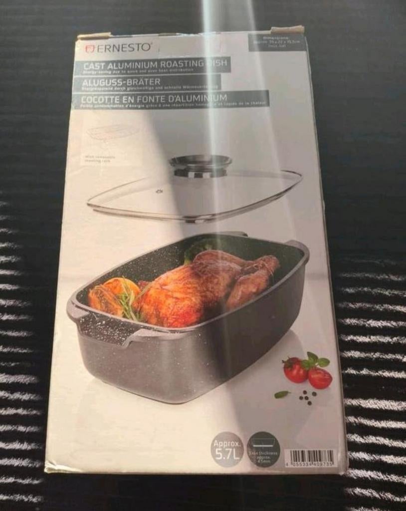 Ernesto Gietaluminium Braadpan met Deksel - 5.7L, Huis en Inrichting, Ophalen, Nieuw, Aluminium, Koekenpan of Braadpan