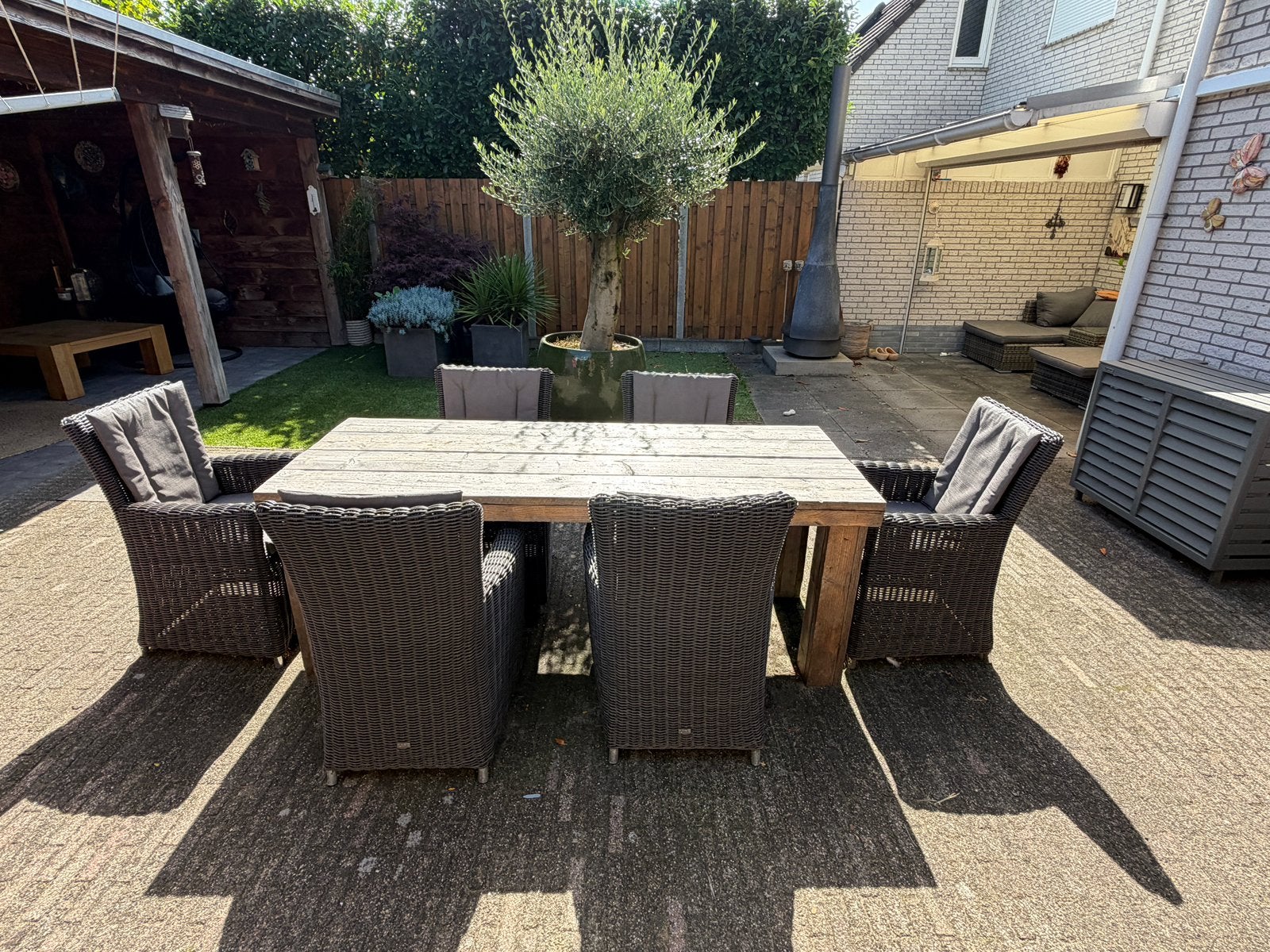 Tuinset met 6 stoelen, Ophalen, Kunststof, Gebruikt, 6 zitplaatsen