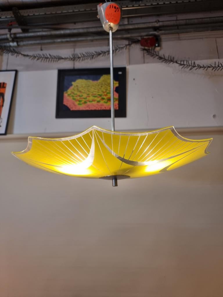 Vintage hanglamp schaallamp mid century, Gebruikt, ,, Ophalen of Verzenden, ,