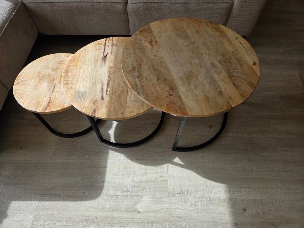 Salontafel set van 3 Dex naturel/zwart Leenbakker, Huis en Inrichting, Tafels | Salontafels, Ophalen
