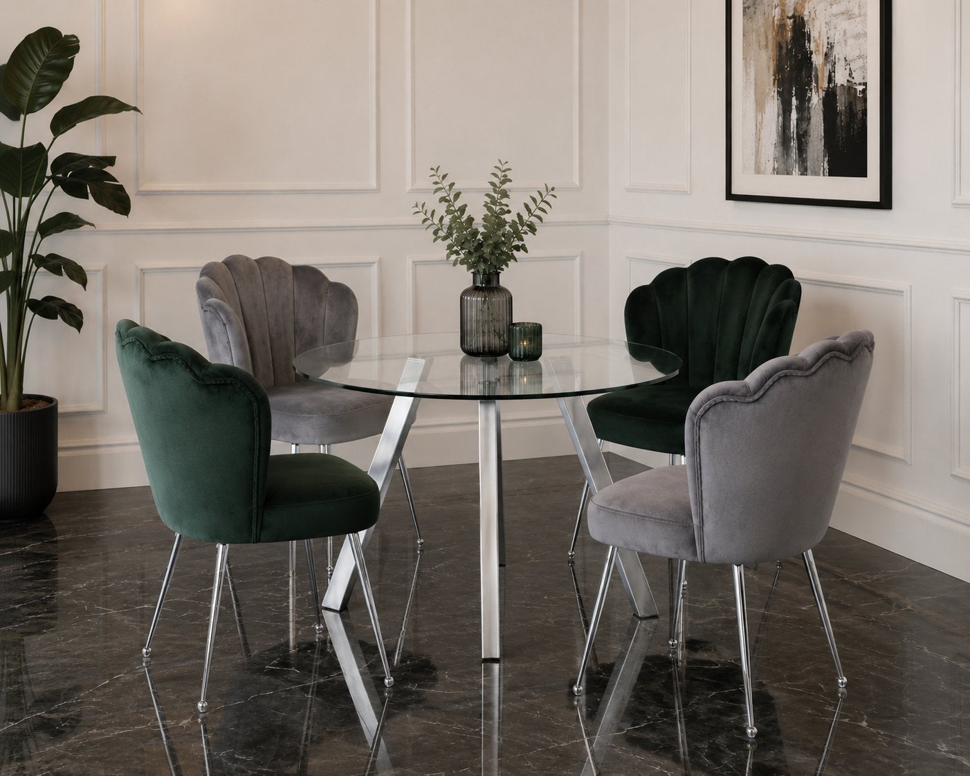Eettafelset rond 130cm met 4 stoelen Richmond, Huis en Inrichting, Tafels | Eettafels, Ophalen, Gebruikt, 100 tot 150 cm, Rond