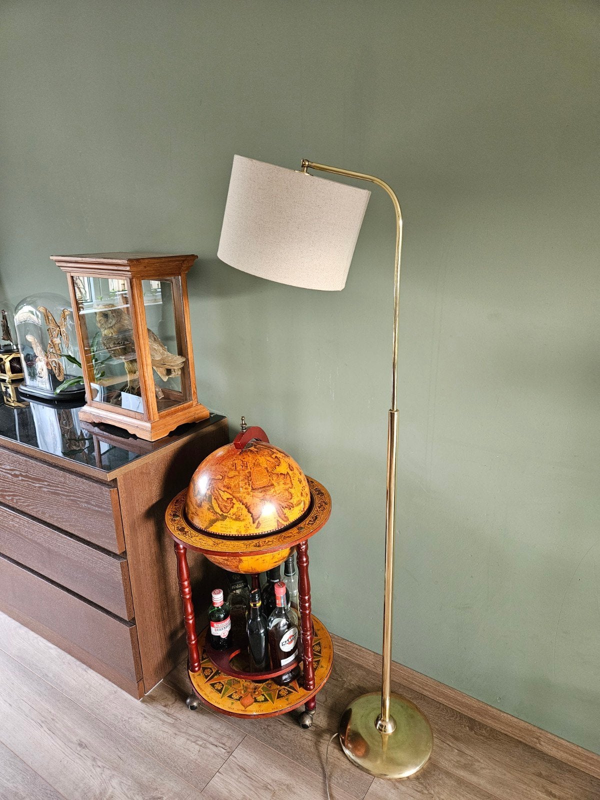 Heca Edam vintage messing (gouden) vloerlamp, Ophalen, Gebruikt, Metaal, 150 tot 200 cm