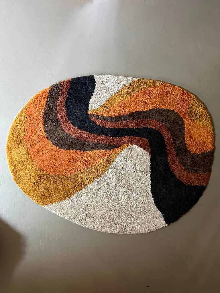 HKliving Retro Swirl Badmat 90x120cm, Ophalen, Gebruikt, Oranje, Badmat