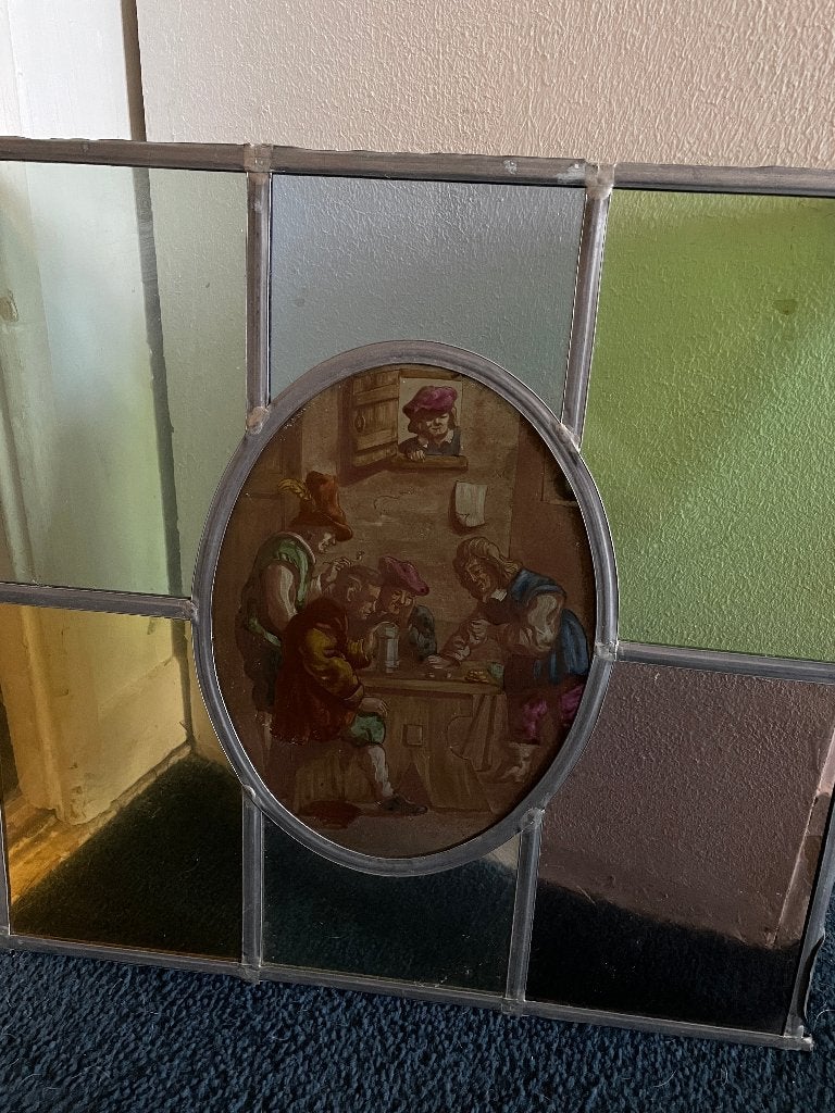 Glas in Lood Paneel – 18e Eeuws Tafereel, Ophalen