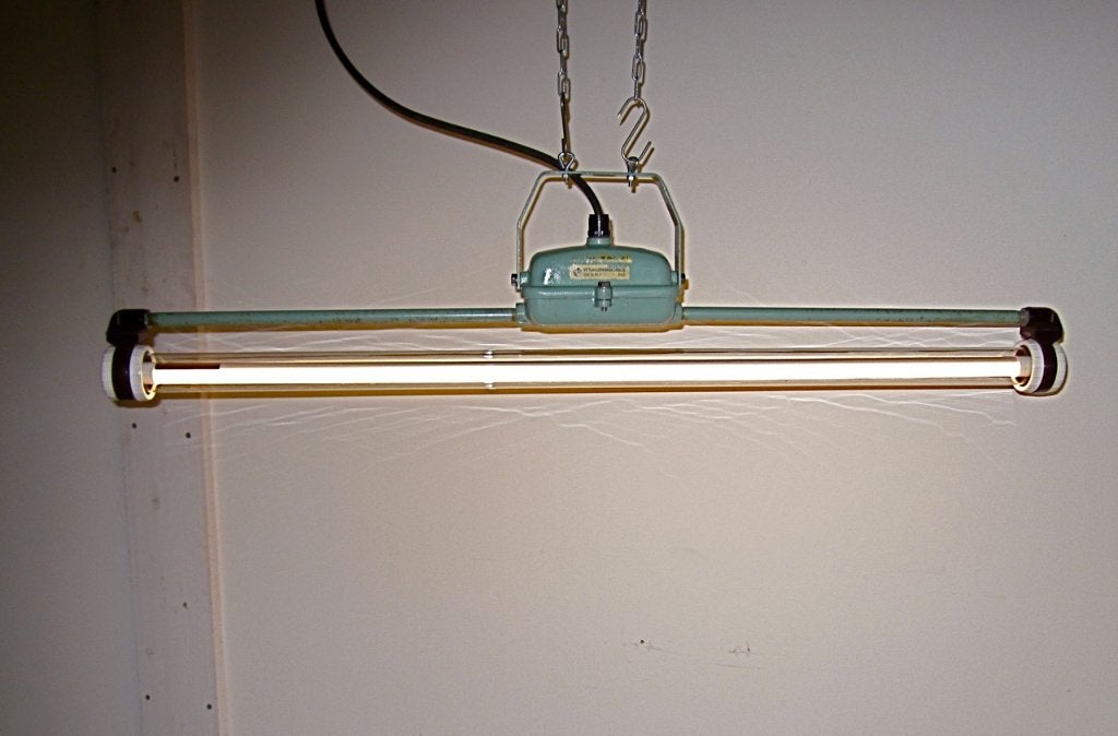 Vintage dimbare industriële hanglamp, Ophalen, Gebruikt, Glas, Vintage, industrieel