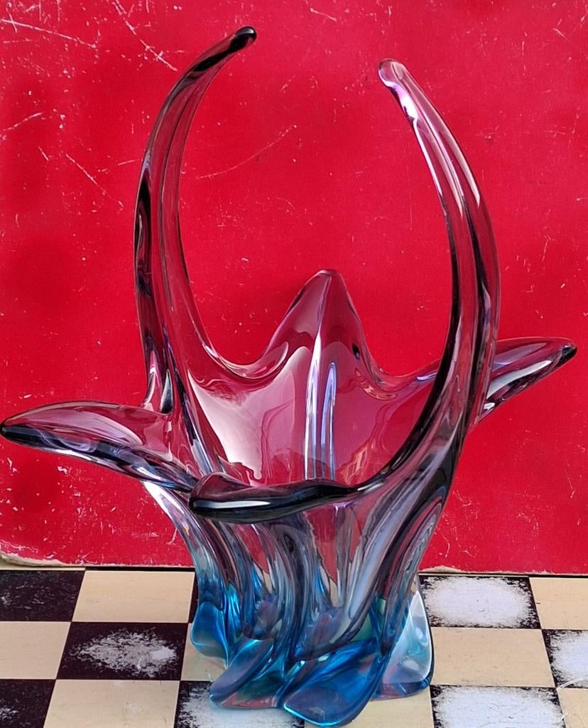 Vaas. MURANO. Lila/blauw. 18/24  cm., Ophalen, Blauw, Minder dan 50 cm, Glas
