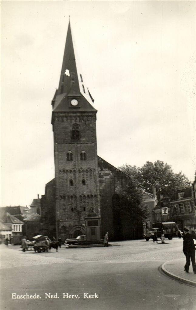 Enschede, Ned. Herv. Kerk - volk auto kraam - ongelopen, Ophalen of Verzenden, 1940 tot 1960, Ongelopen, Overijssel