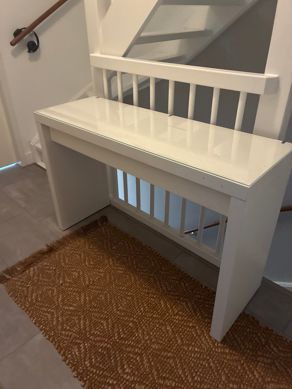 Witte make-up tafel met glasplaat, Ophalen, Zo goed als nieuw, Glas, Strak