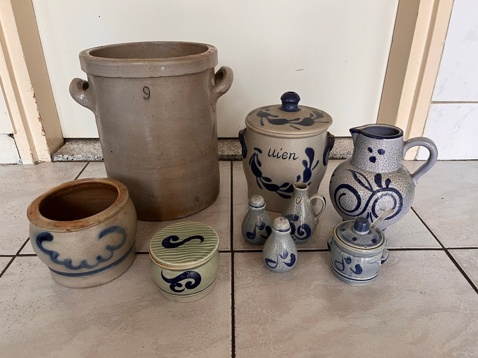 Vintage aardewerk potten en kannen set, Ophalen