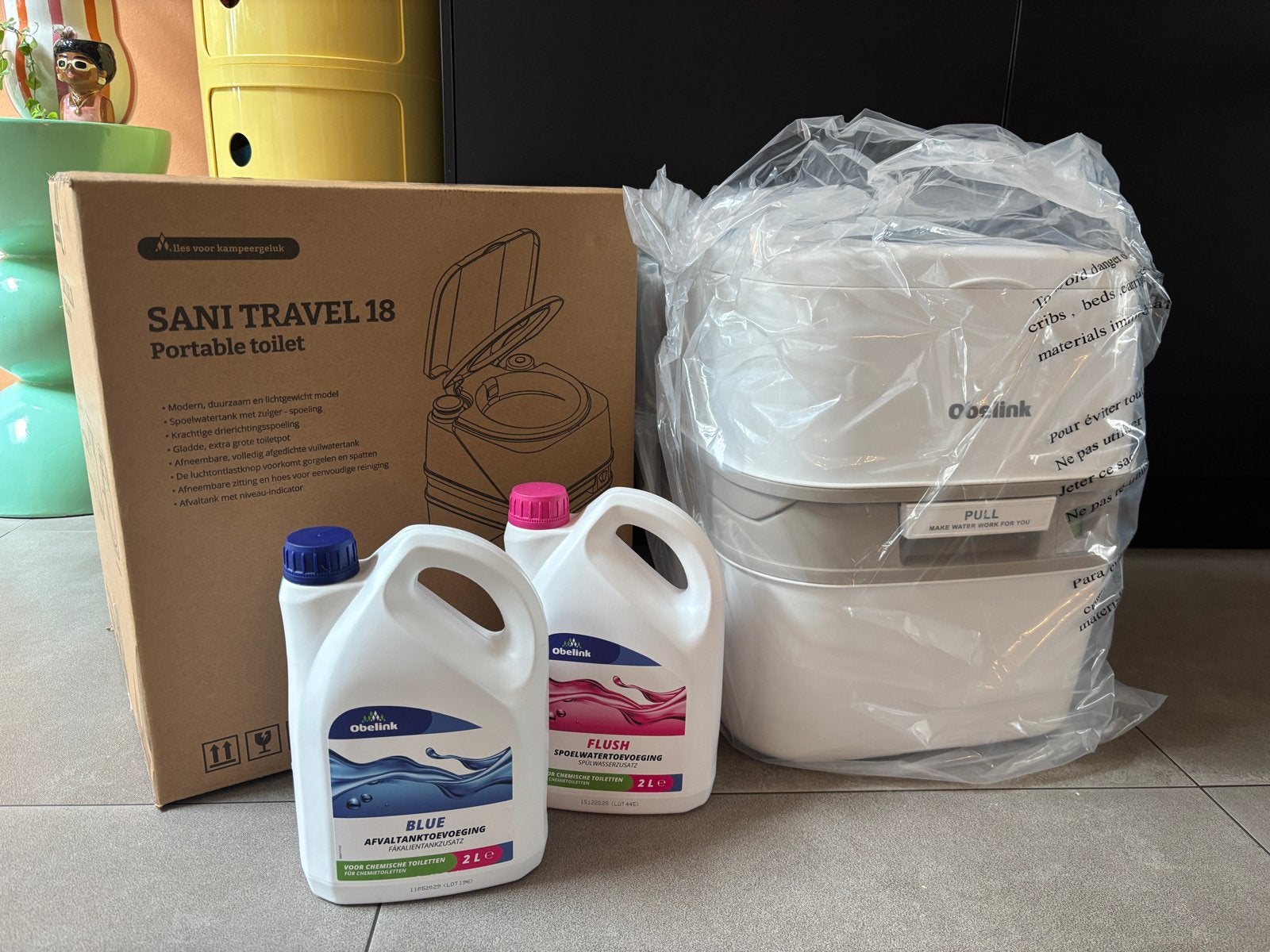 Nieuw Draagbaar Campingtoilet Sani Travel 18 + Vloeistoffen, Ophalen of Verzenden, Nieuw