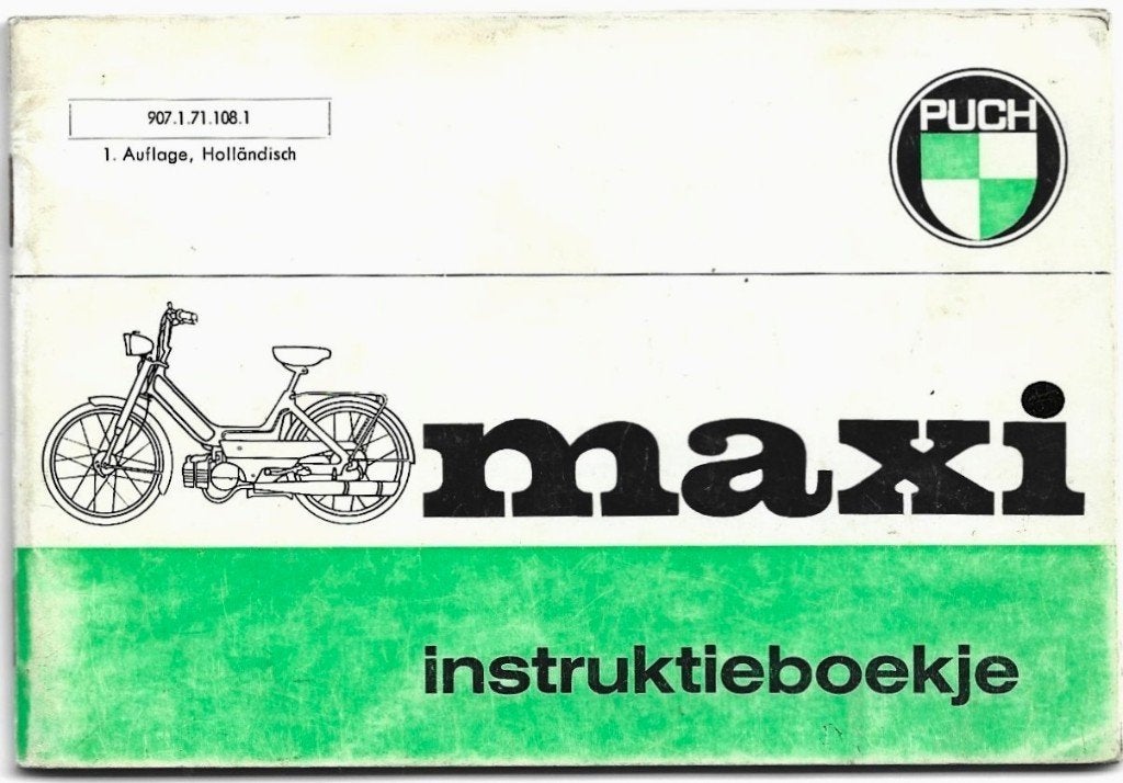 Puch maxi instruktieboek handleiding (6177z) bromfiets 1971, Fietsen en Brommers, Ophalen of Verzenden, Zo goed als nieuw
