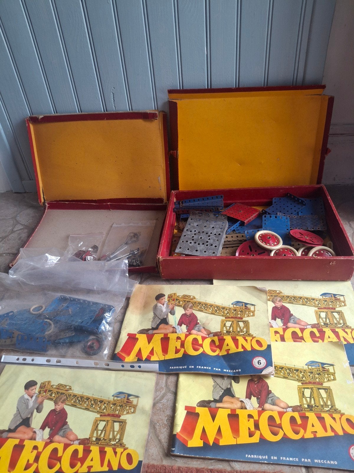 Vintage Meccano Bouwdozen met Handleidingen jaren 50-60, Ophalen of Verzenden, Gebruikt