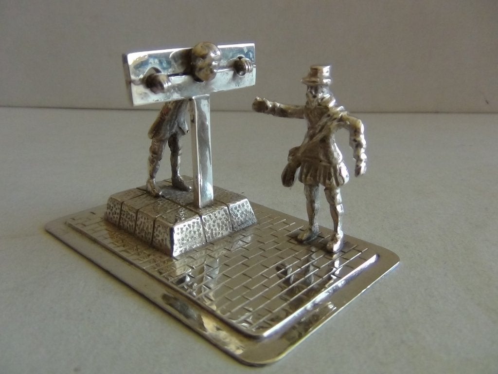 Miniatuur zilver FG4 schandpaal zilveren miniaturen, Antiek en Kunst, Verzenden, Zilver