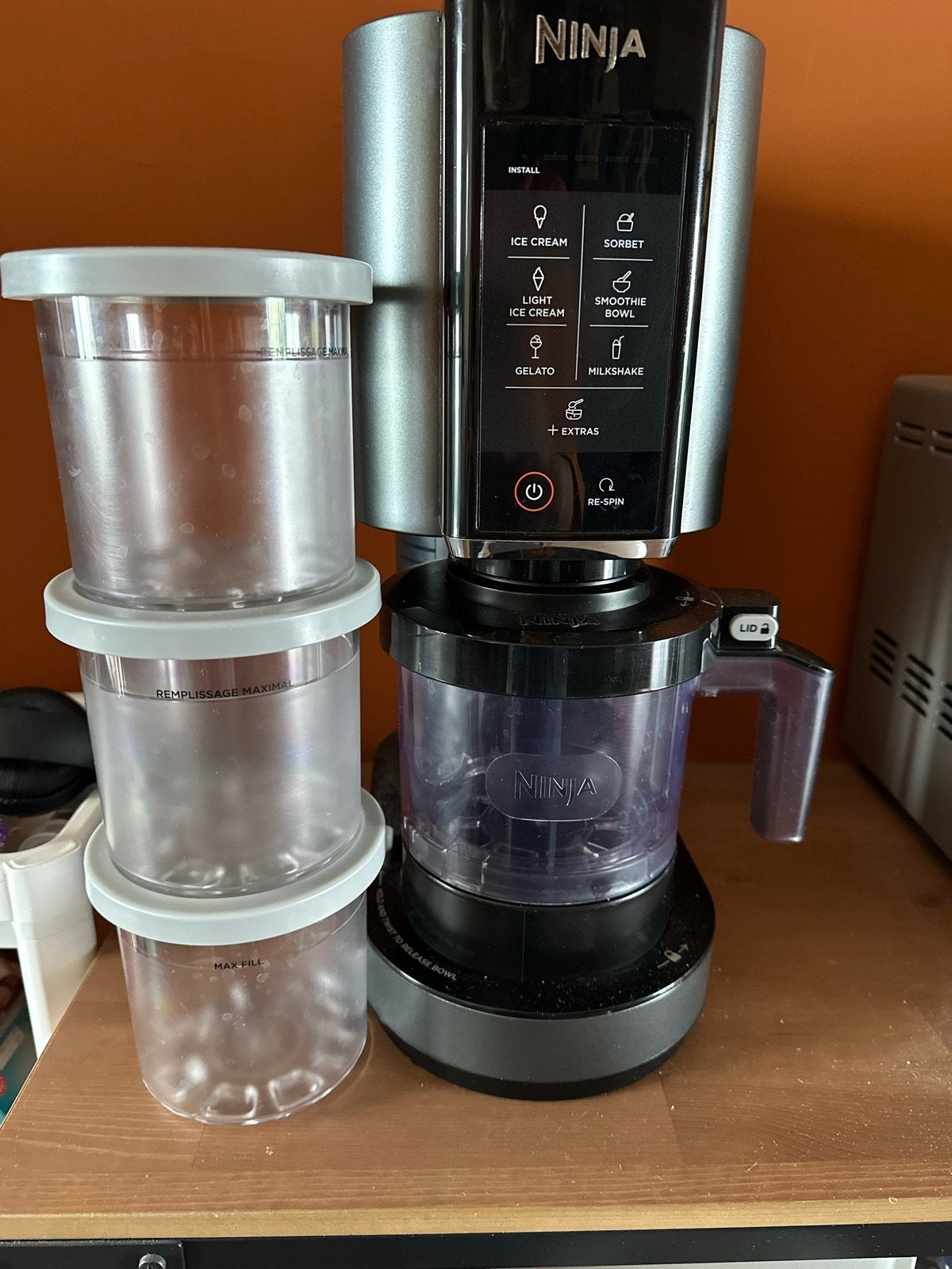 Ninja Creami IJsmachine - Maak zelf ijs, sorbet en meer!, 3 snelheden of meer, Ophalen of Verzenden, Zo goed als nieuw, Vaatwasserbestendig