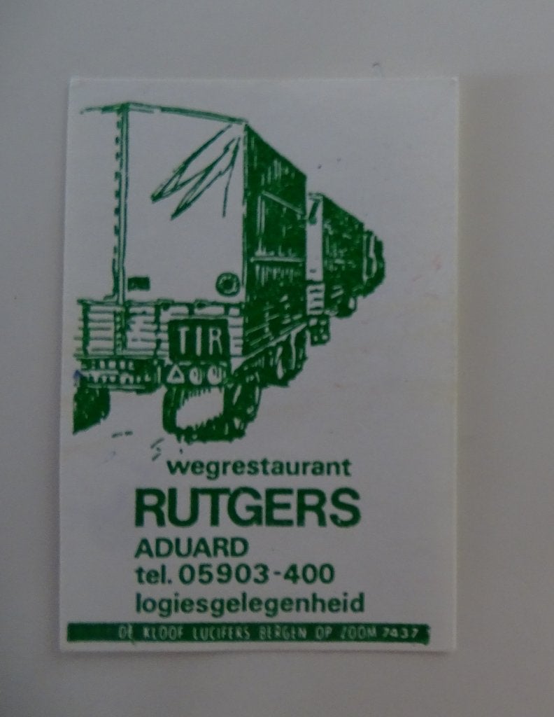 Wegrestaurant    RUTGERS    ADUARD, Verzenden, Luciferdoosjes of -merken