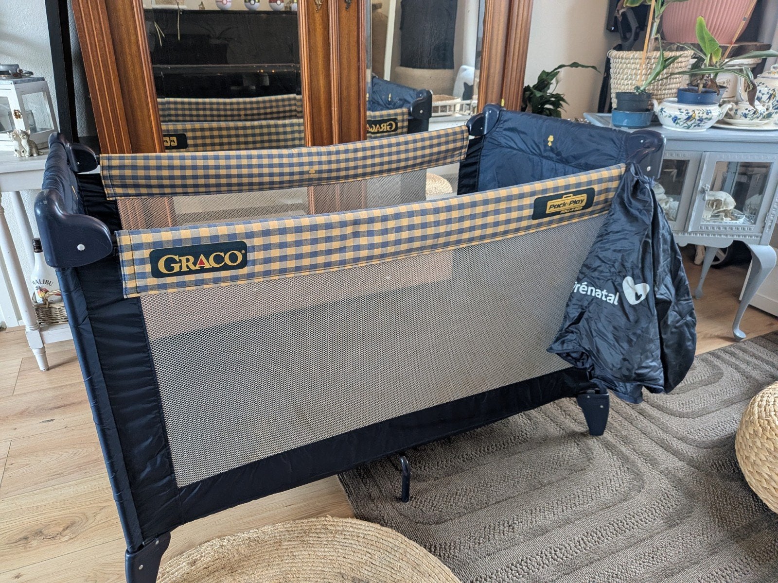 Campingbedje met matras en matrashoes, Huis en Inrichting, Ophalen, Gebruikt, Blauw, 190 cm of minder