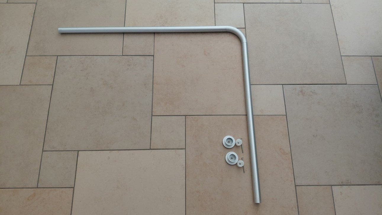 Douchegordijnstang hoekmodel (91  83 cm) met bevestiging, Ophalen, Overige merken, Zo goed als nieuw, Kunststof