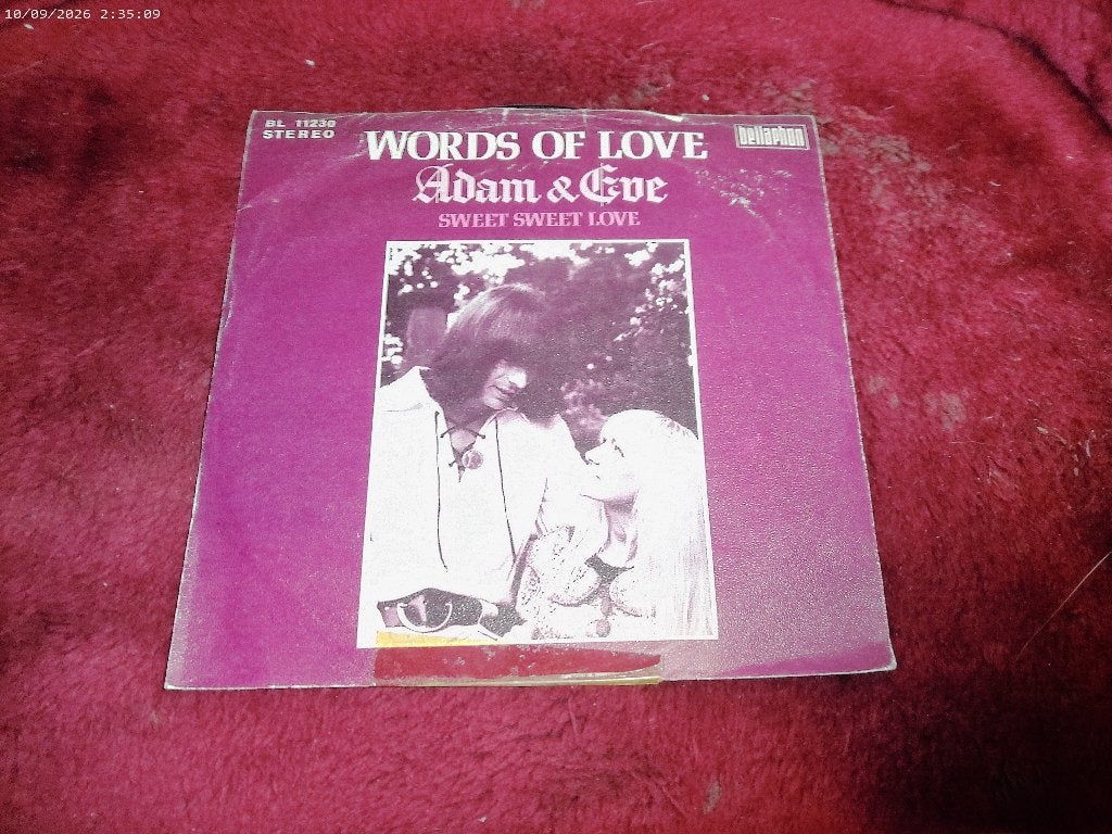 Adam & Eve - Words of Love / Sweet sweet Love, Gebruikt, Fotohoes, 7 inch, Ophalen of Verzenden