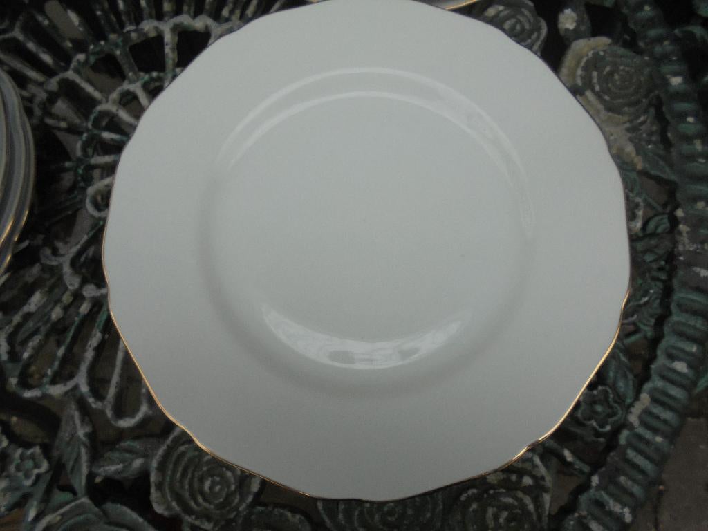 5 x Dinerbord Hutschenreuther wit porselein met gouden rand, Antiek en Kunst, Ophalen of Verzenden