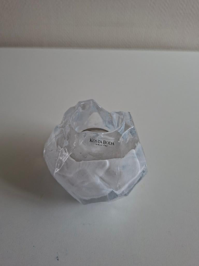Kosta Boda Glazen Kandelaar - Uniek Design, Overige materialen, Wit, Ophalen of Verzenden, Zo goed als nieuw