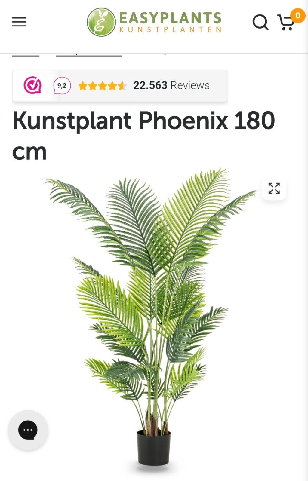 Easyplants Kunstplant Phoenix 180 cm - Zo goed als nieuw, Huis en Inrichting, Ophalen of Verzenden, Zo goed als nieuw