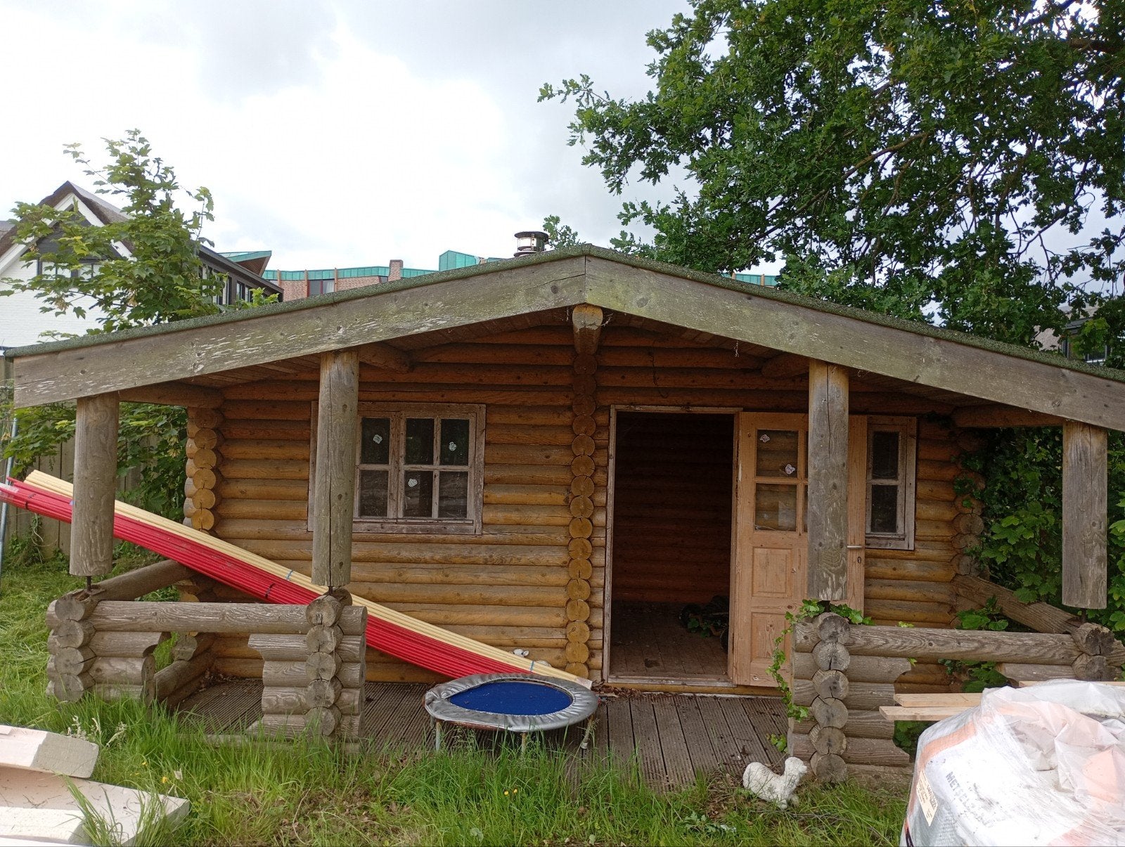 Blokhut met sauna, Tuin en Terras, Tuinhuizen, Gebruikt, 250 tot 500 cm, Blokhut, Ophalen of Verzenden