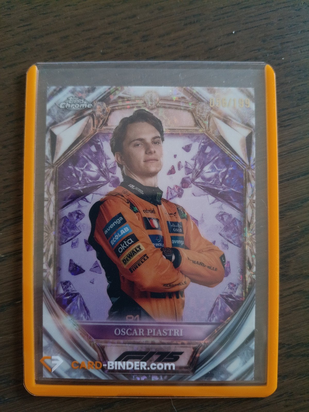 Oscar Piastri Diamond 75th Anniversary Topps Chrome F1 /199, Ophalen of Verzenden, Zo goed als nieuw, Losse kaart