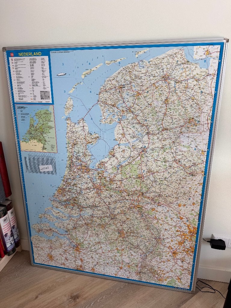 Grote magnetische landkaart Nederland Falkplan 100x130 cm, Boeken, Falk, Landkaart, 1800 tot 2000, Nederland