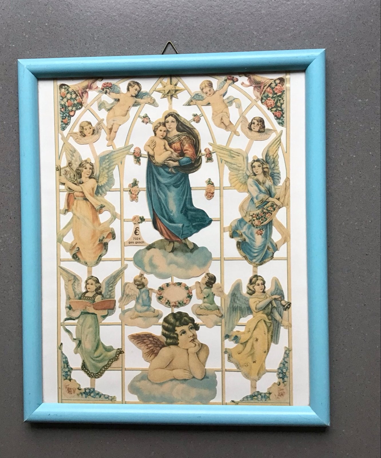 Vintage Maria met Kind en Engelen Lijst, Ophalen of Verzenden