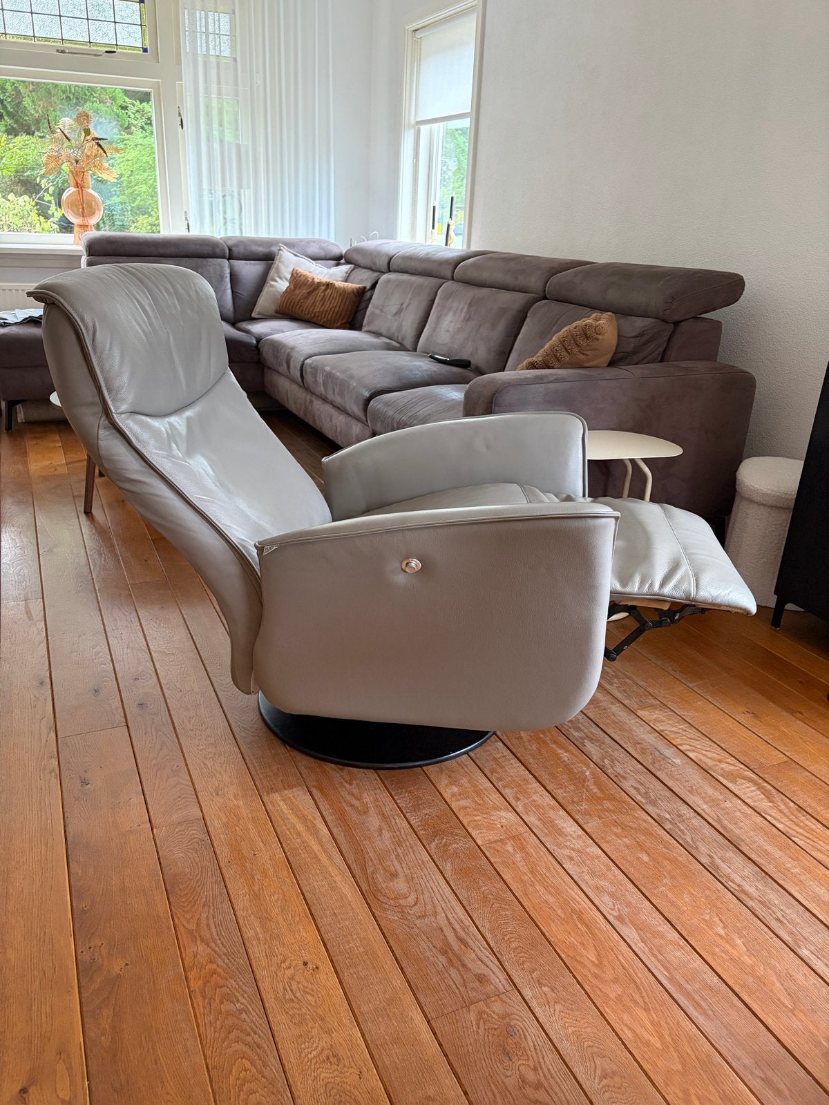 Luxe Avigno Relaxfauteuil-stoel - Grijs Taupe Leer 1 of 2