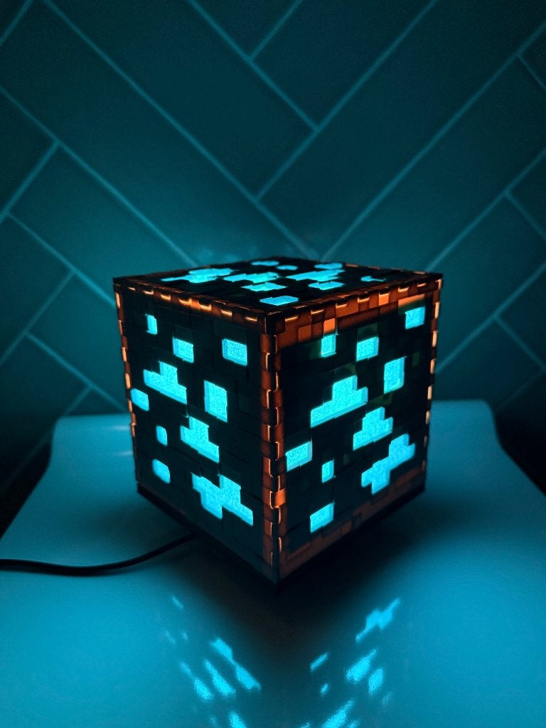 Minecraft lamp, Ophalen of Verzenden, Zo goed als nieuw, Minder dan 100 cm
