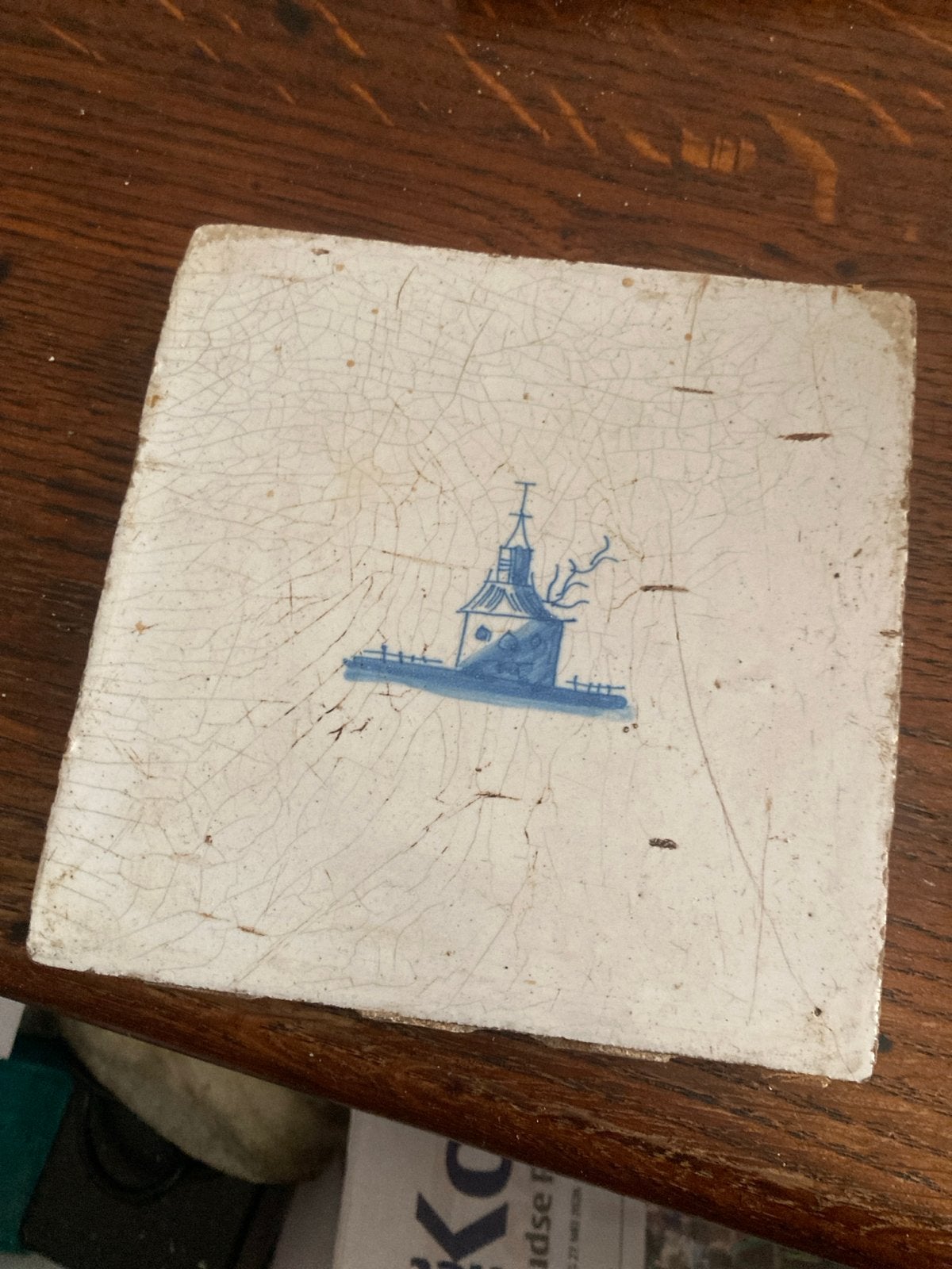 Antieke Delfts Blauwe Tegel met Hollandse Scène, Ophalen of Verzenden