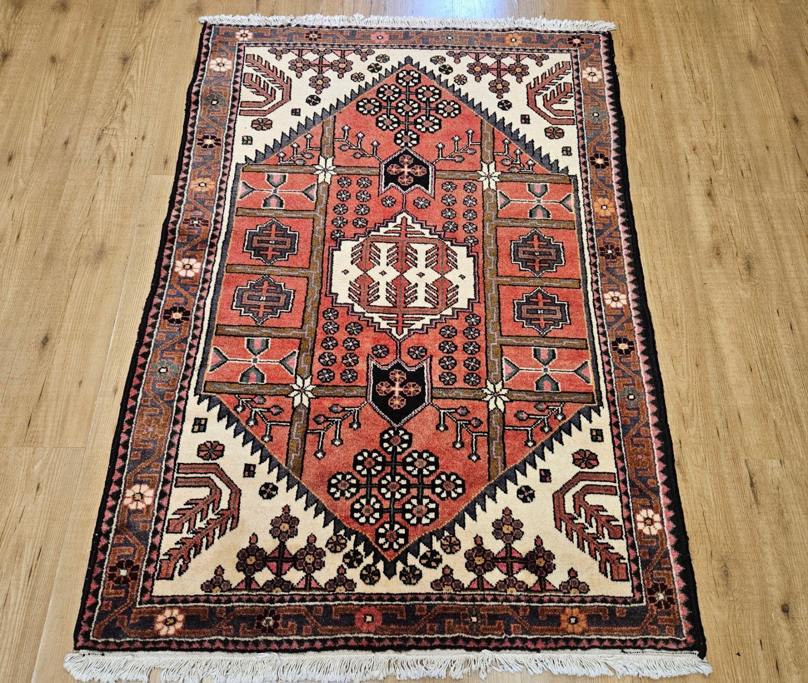 Vintage handgeknoopt perzisch tapijt hamadan 165x116, Info@SlatsAntiek.nl, Tweedehands, 100 tot 150 cm, Perzisch