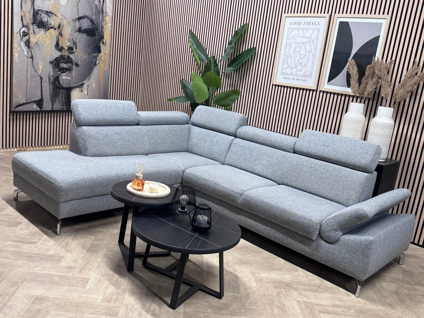 ZGAN Montel Urban Hoekbank - Grijs - 265 x 210, 250 tot 300 cm, -, -, Hoekbank