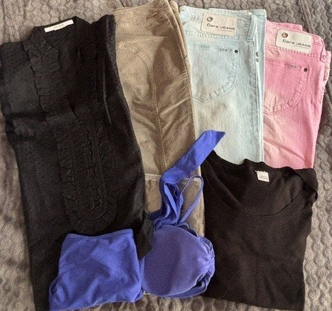 Luxe pakket - 34 – ¾ rok, 2x jeans, blouse, trui en bikini, Ophalen of Verzenden, Zo goed als nieuw, Maat 34 (XS) of kleiner