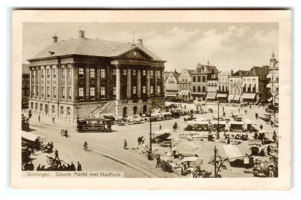 Groningen, Groote Markt met Stadhuis. Tram, Verzenden, Voor 1920, Gelopen, Groningen