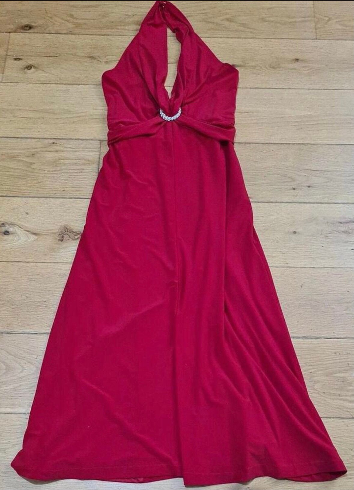 Ribkoff luxe halterjurk lang rood strass detail maat 40, Maat 38/40 (M), Verzenden, Zo goed als nieuw, Rood