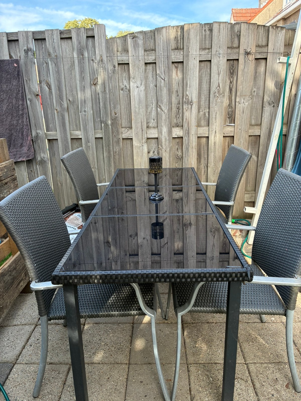 Tuintafel met stoelen, Ophalen, 4 zitplaatsen, Eettafel, Aluminium