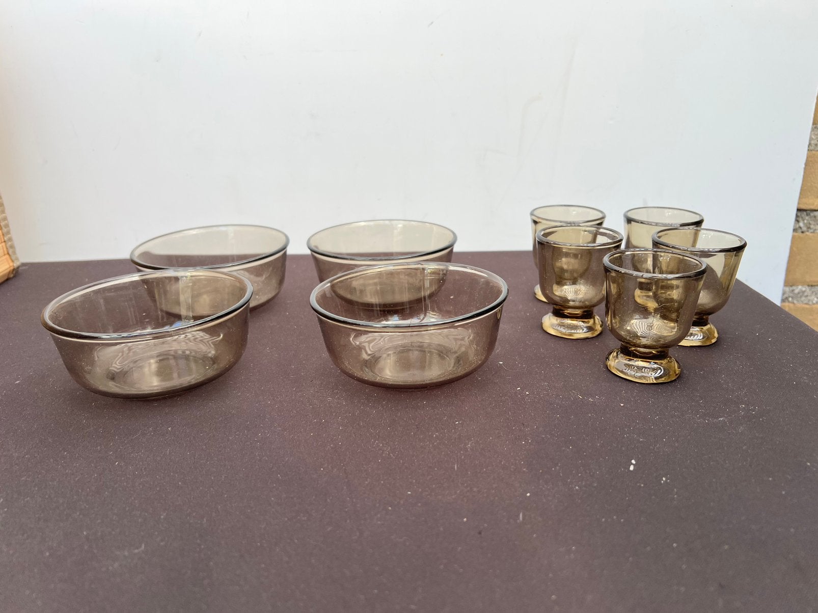 Te Koop Lotje Vintage Arcoroc Schaaltjes Eierdoppen Glas, Gebruikt, Ophalen of Verzenden, Overige stijlen, Glas