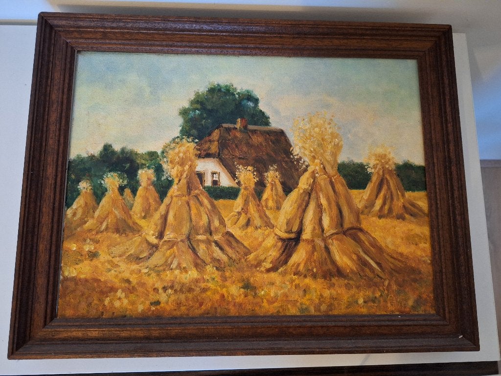 Schilderij met Korenschoven, Antiek en Kunst, Kunst | Schilderijen | Klassiek, Ophalen