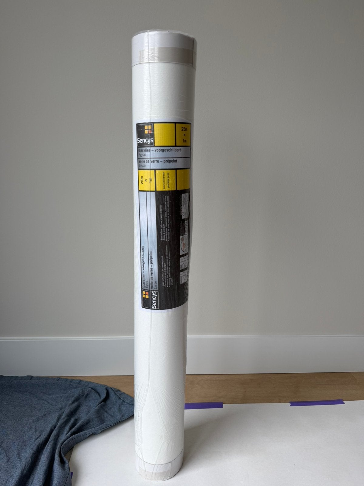 Sencys Glasvliesbehang - Voorgeschilderd - 25m x 1m - 75gr, Ophalen, Wit, 25 tot 50 m², Vliesbehang
